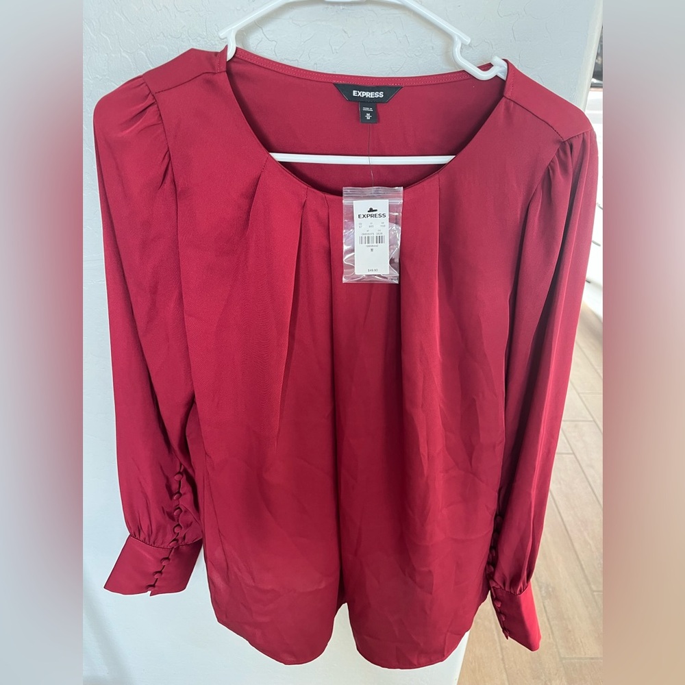 Express Burgundy Ling sleeve blouse